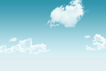 Large fluffy cumulus cloud is hovering in flat design gradient blue sky with small cloud clusters