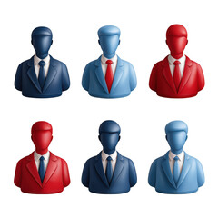 3d business person icons isolated on transparent background