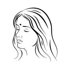 Black and White Line Drawing Woman Closed Eyes Binndi
