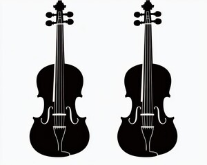 Fototapeta premium Fiddle Silhouette. Classic Artistic Acoustic Violin Silhouette for Concert