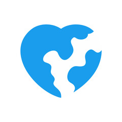 Blue Heart Shape with Abstract World Map Inside Representing Charity Social Welfare
