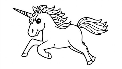 Running cartoon unicorn