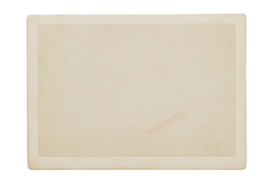 Blank Old Beige Vintage Photo Card Frame Texture isolated on Transparent Background