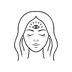 Woman Face Line Art Third Eye Spiritual Symbol vector 1