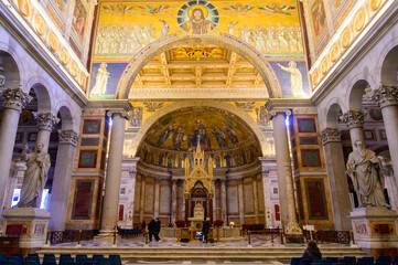 Beautiful view of the Church of San Paolo fuori le mura in Rome, Italy