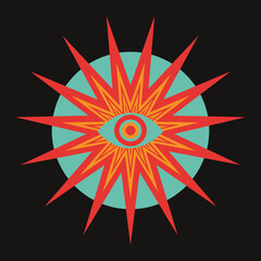 Psychedelic illusion star eye design element vector