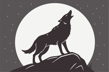 Alpha's Cry: Bold Wolf Silhouette Art