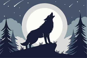 Howling Wolf Vector Silhouette