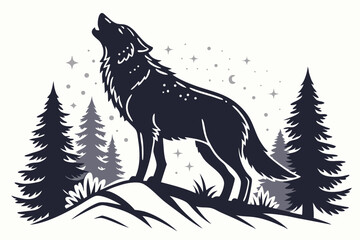 Spirit of the Wilderness: Wolf Silhouette Design