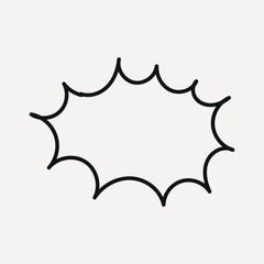 Minimalist comic-style speech bubble with bold outline, element vector