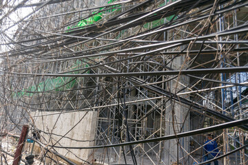 Obraz premium Construction Site Details with Scaffolding