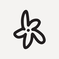 Minimalist black line art flower on a light, element vector
