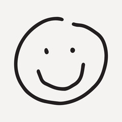 Minimalist hand-drawn smiley face, element vector