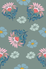 Ikat seamless floral pattern , Motif ethnic floral seamless textil, embroidery, print striped ornament floral, pattern, design for wrapping, silk, scarf, background, text