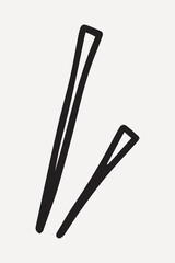 Minimalist black chopsticks illustration on white, element vector