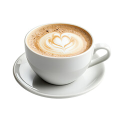 Fototapeta premium Delicious Coffee with Heart Latte Art in White Ceramic Cup