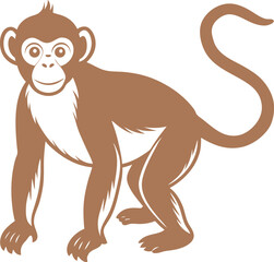 Monkey Silhouette Line Art Vector Illustration On White Background