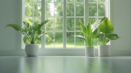 Indoor plants, Houseplants, Potted plants, Indoor Plants near Window with Green View