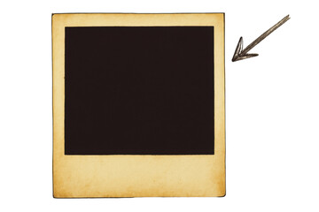 Vintage photo frame mockup with arrow isolated PNG with Transparent Background