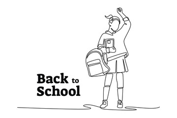 Back to school concept. Single line draw design. Vector graphic illustration