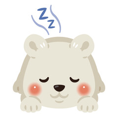 うつ伏せで眠るシロクマのイラスト