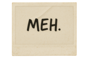 Vintage instant photo print with text "MEH" isolated PNG with Transparent Background