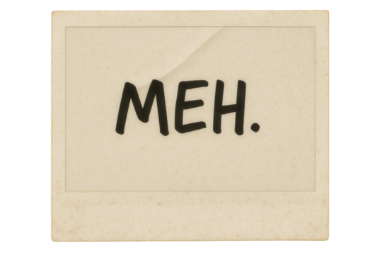 Vintage instant photo print with text "MEH" isolated PNG with Transparent Background