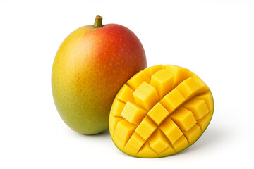 Fresh ripe mango fruit with diced half on white background

mango, ripe mango, tropical fruit, mango fruit, diced mango, fresh fruit, exotic fruit, white background, isolated mango, juicy mango, slice