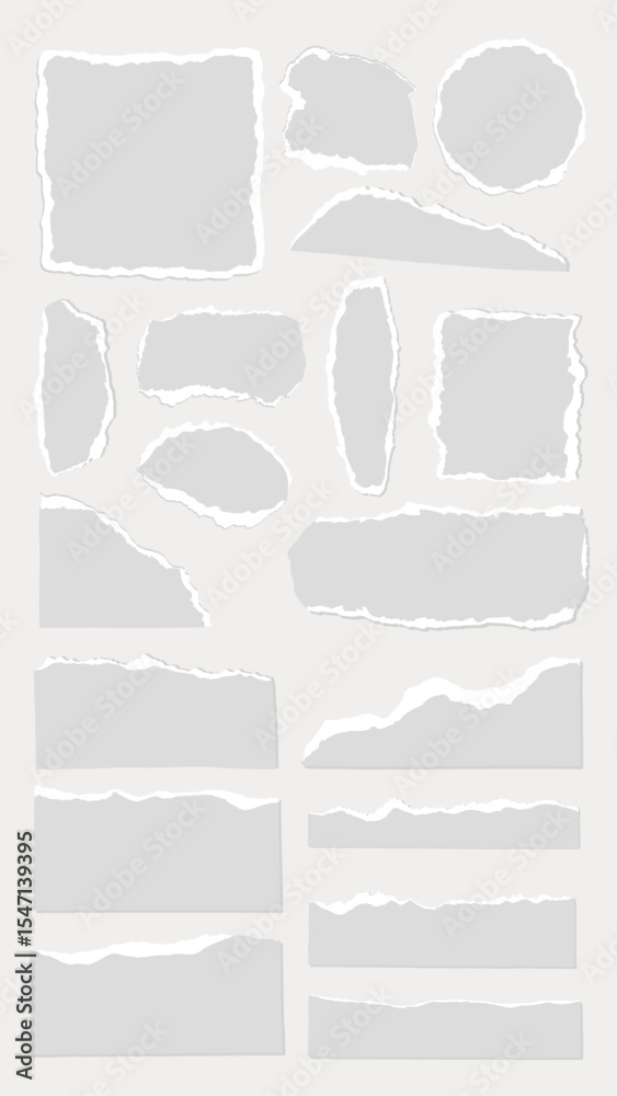 Poster collection of torn paper edges. torn paper in various shapes. realistic torn paper texture. perfect 