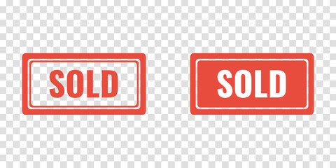 sold rubber stamp, real estate sign, flat vector icon, transparent background