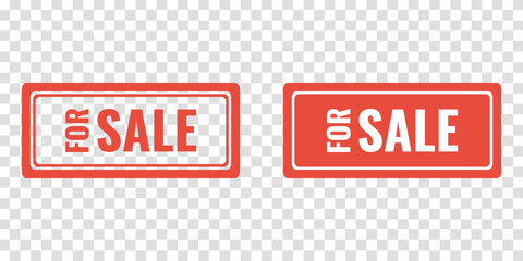 for sale rubber stamp, real estate sign, flat vector icon, transparent background