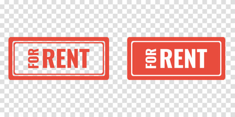 for rent rubber stamp, real estate sign, flat vector icon, transparent background
