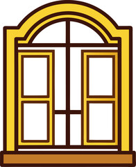 Remodeling yellow brown window icon outline vector Wall design 