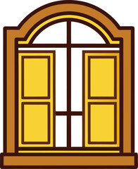 Remodeling yellow brown window icon outline vector Wall design 