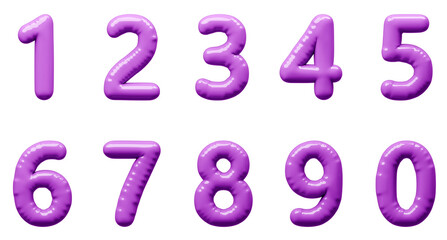 3D画像_風船_数字_紫