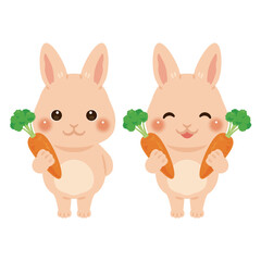 人参を持ったウサギのキャラクターイラスト
