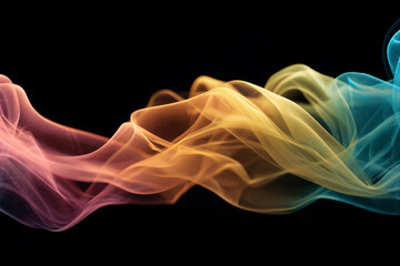 Fototapeta premium a colorful smoke wave is shown against a black background
