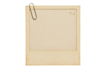 Blank instant photo frame with paper clip isolated PNG with Transparent Background