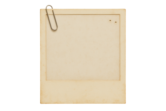 Blank instant photo frame with paper clip isolated PNG with Transparent Background