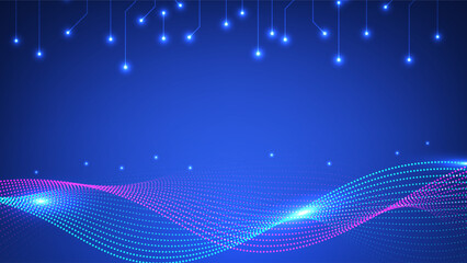 Digital technology circuit wave background. Futuristic abstract data concept. Design for network line connections motherboard.