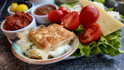 Delicious Turkish breakfast platter with assorted items