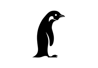 Obraz premium Black Silhouette Penguin Isolated White Background