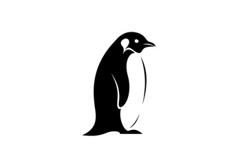 Fototapeta premium Black Stencil Penguin Isolated White Background