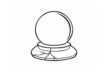 Line Drawing Oval Object on Cracked Base line art black and white