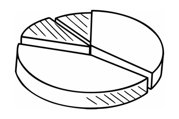 Hand Drawn Black and White Pie Chart Sections graph