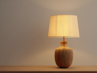 Illuminated table lamp casting warm light in a serene indoor setting