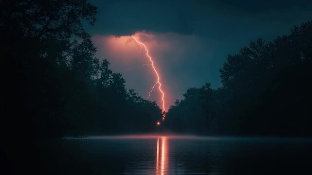 Night Storm over the Lake: A Stunning Display of Nature's Power