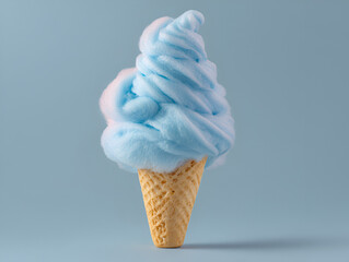Cotton Candy in a Cone Blue Dessert Sweet Treat Concept