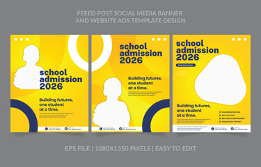 School admission banner template design for facebook, instagram and more social media