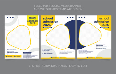 School admission banner template design for facebook, instagram and more social media